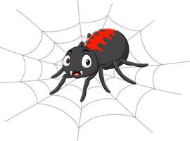 Cartoon-Spinne auf dem Spinnennetz