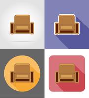 fåtölj möbler ställa plana ikoner vektor illustration