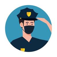 manlig polis med maskvektordesign vektor