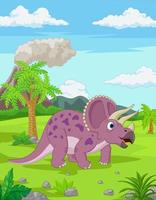 tecknade triceratops i djungeln vektor