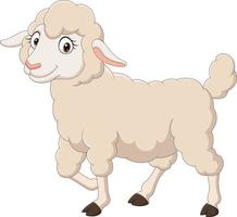 Cartoon glückliches Lamm isoliert auf weißem Hintergrund vektor