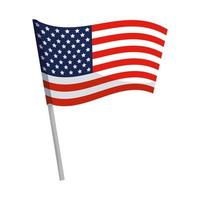USA flagga på vit bakgrund vektor