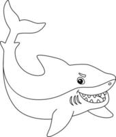 stor vita haj målarbok isolerad för barn vektor
