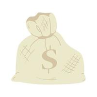 Geldbeutel, einfacher Cartoon des Geldbeutels und Dollarzeichen vektor