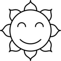 lächelnder Sonnenumriss-Icon-Vektor vektor