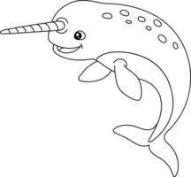 narwhal målarbok isolerad för barn vektor