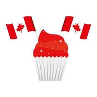 Kanadischer Cupcake mit Flaggen des Happy Canada Day-Vektordesigns vektor