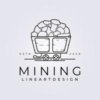 Line Art Mining Train einfaches Logo-Vektor-Illustrationsdesign vektor