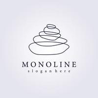 monoline linje abstrakt sten logotyp ikon symbol rock vektor illustration design balans sten zen