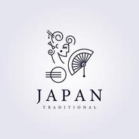 geisha japan logo salon, traditionelle tänzerin, mädchenvektorillustrationslinie kunstdesign vektor