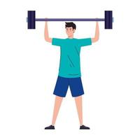 Mann mit Gewicht, schwerem Gerät, Sport und Freizeit vektor