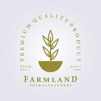 Ackerland Landwirtschaft Ernte Bauernhof Logo Vektor Illustration Design