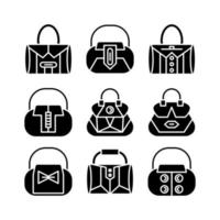 Glyphen-Symbole für Modehandtaschen vektor