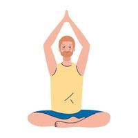 man mediterar, koncept för yoga, meditation, koppla av, hälsosam livsstil vektor