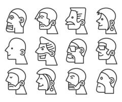 avatarer för mänskligt huvud från sidan vektor