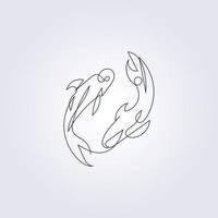 eine Linie kontinuierliches Lachsfisch-Logo, Vektorgrafik-Design, Skizze, Zeichnung, Silhouette, Vorlage, Hintergrund, Symbol, abstrakt vektor