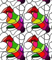 vektor sömlösa mönster färgglada fågel glas målad målning disposition stil doodle abstrakt illustration