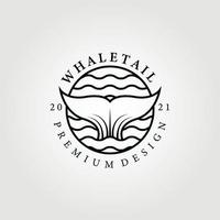 Whale Tail Logo Vektor Illustration Design Grafik, Line Art Konzept