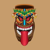 illustration astec tiki mask fantasiegott indianer in afrika statue hawaiianisch für bekleidung t-shirt design und kostüm vektor