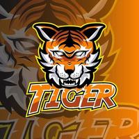 Tiger logotyp huvud maskot för esports gaming logotyp vektor