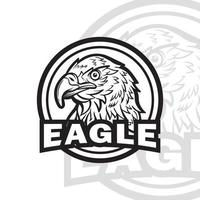 eagle head maskot svart och vit logotyp design vektor