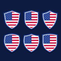 Amerikanischer patriotischer Flaggenschild-Stern-Streifen-Element-Satz vektor