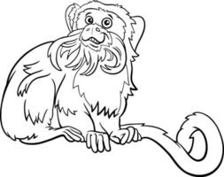 Cartoon Kaiser Tamarin Tierfigur Malbuchseite vektor