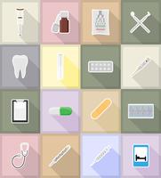 medicinska föremål och utrustning platt ikoner illustration vektor