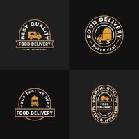 designsamling för leveranslogotypmall, uppsättning logotypsymbol för matleverans, etikett för cateringmärke, symbolemblem för fraktikon, lämplig för restaurang, kafé, butik, butik, etc vektor