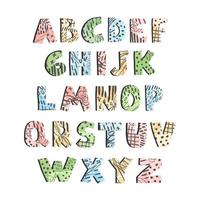 positives buntes alphabet für kinder lokalisiert auf weiß vektor
