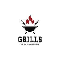 grillar grill logotyp design vektor mall