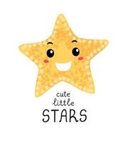 söt liten stjärna - rolig handritad barnkammare affisch med bokstäver vektor