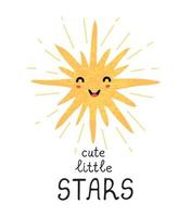 söt liten stjärna - rolig handritad barnkammare affisch med bokstäver vektor