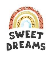 süße Träume - lustiges, handgezeichnetes Kinderzimmerposter mit Schriftzug vektor