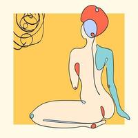 kontur illustration av kvinnans kropp på abstrakt bakgrund vektor