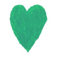 illustration av hjärtform ritad med grönfärgade krita pasteller vektor