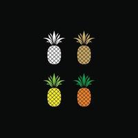 Satz von Ananas-Frucht-Icon-Vektor vektor