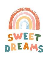 süße Träume - lustiges, handgezeichnetes Kinderzimmerposter mit Schriftzug vektor
