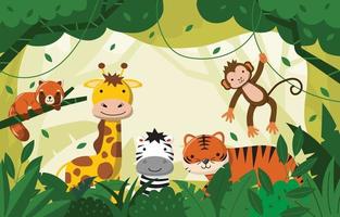 Tierwelt-Dschungel-Cartoon-Konzept vektor