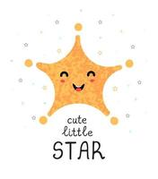süßer kleiner Stern - lustiges, handgezeichnetes Kinderzimmerposter mit Schriftzug vektor