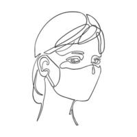 Illustration eines Mädchens mit Atemschutzmaske vektor