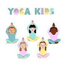 Illustrationen von Kindern, die Yoga in verschiedenen Yoga-Posen machen vektor