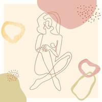 kontur illustration av kvinnans kropp med blob form vektor