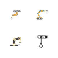 industriell mekanisk robot arm vektor ikoner illustration design