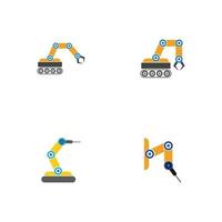 industriell mekanisk robot arm vektor ikoner illustration design