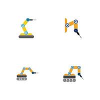 industriell mekanisk robot arm vektor ikoner illustration design