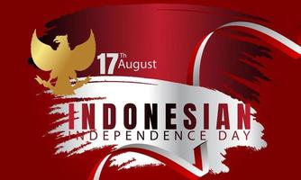 indonesiska självständighetsdagen grunge flagga vektor