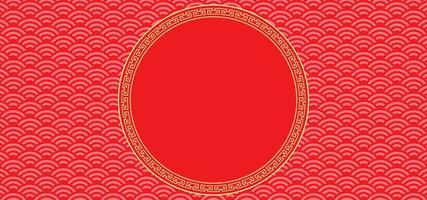 kinesiskt nyår bakgrund med tomt utrymme för text. rött och guld bakgrundstema med mönsterstruktur och prydnad. vektor illustration
