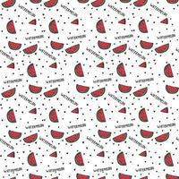 söt vattenmelon vit mönster frukt linje doodle. sömlös bakgrund. textilier för kök, barn. minimalism pappersklippbok för barn. vektor