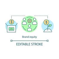 Symbol für das Konzept des Markenwerts. Unternehmen Produkte, Dienstleistungen Mehrwert. markenführungsidee dünne linienillustration. Strategieanalyse. Vektor isoliert Umrisszeichnung. editierbarer Strich